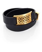 Tory Burch Kinsley Saffiano Leather Double-Wrap Bracelet - Lyst