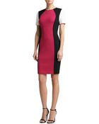 St. John Collection Milano Knit Colorblock Jewel Neck Short Sleeve Dress - Lyst