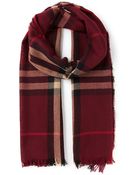 Burberry House Check Fringed Scarf - Lyst