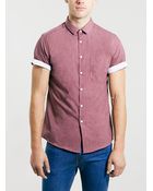 Topman Short Sleeve Burgundy Shirt - Lyst