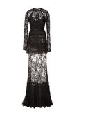 Elie Saab Long Sleeve Lace and Silk Georgette Gown - Lyst