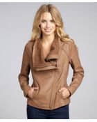 Elie Tahari 'Andreas'- Sand Lambskin Asymmetrical Zip Jacket - Lyst