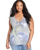 Jessica Simpson Plus Size Printed Draped-back Tee - Lyst