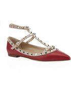Valentino Rockstud Leather Ballet Flat - Lyst