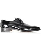 A.testoni Black Tender Patent Leather Wingtip Derby Shoe - Lyst