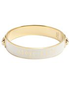 Alexander McQueen White And Gold Enamel Logo Skull Bangle - Lyst