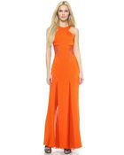 Cushnie et Ochs Mesh Inset Jersey Gown - Tangerine - Lyst