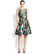 Oscar de la Renta Parrot Embroidered A-line Dress - Lyst
