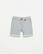 Zara Printed Bermuda Shorts with Belt - Lyst