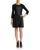 French Connection Mixed Media Pleated Dress - Lyst
