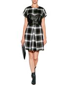 McQ by Alexander McQueen Wool Plaid Dress With Leather Bustier - Lyst