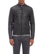 Michael Kors Knit-Insert Leather Café Racer Jacket - Lyst