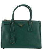 Prada Green Leather 'Lux' Small Convertible Tote Bag - Lyst