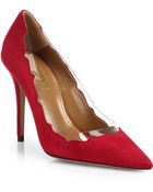 Aquazzura Suede Leaf Pumps - Lyst