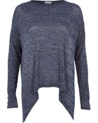River Island Dark Blue Metallic Handkerchief Hem Top - Lyst