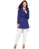 London Fog Hooded Layered-Lapel Trench Coat - Lyst