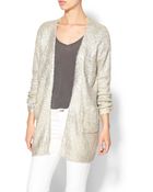 Tulle Open Front Metallic Cardigan - Lyst
