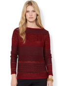 Lauren by Ralph Lauren Tonal-striped Sweater - Lyst