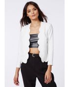 Missguided Laurie Scallop Cropped Blazer White - Lyst