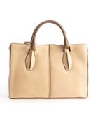 Tod's Peach And Brown Leather Top Handle Convertible Tote - Lyst