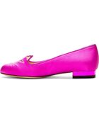 Charlotte Olympia Embroidered Silk Satin Kitty Flats - Lyst