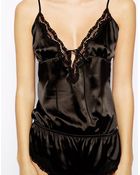 Asos Satin and Lace Triangle Cup Playsuit - Lyst