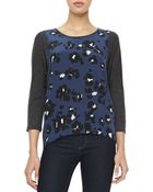 Rebecca Taylor Slubsleeve Printed Blouse - Lyst