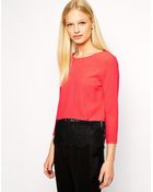 Y.a.s Top With Lace Underlay And Deep V Back - Lyst
