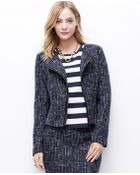 Ann Taylor Faux Leather Trim Tweed Jacket - Lyst