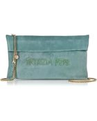 Patrizia Pepe Signature Clutch In Suede Leather W/Chain Shoulder Strap - Lyst