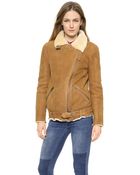 Just Female Chin Shearling Suede Jacket - Camel - Lyst