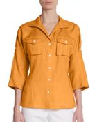 Lafayette 148 New York Angelo Rolled-Sleeve Linen Blouse - Lyst