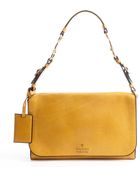 Gucci Tan Leather Logo Stamp Shoulder Bag - Lyst