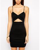 Asos Exclusive Bodycon Dress In Scuba With Cut Out - Lyst