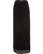 River Island Black Lace Belted Maxi Skirt - Lyst
