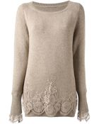 Ermanno Scervino Lace Detail Sweater - Lyst