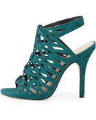 Pour La Victoire Laser-Cut Suede Leather Sandal - Lyst
