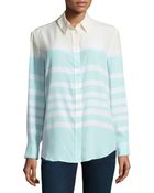 Equipment Reese Clean Colorblock Striped Silk Blouse - Lyst