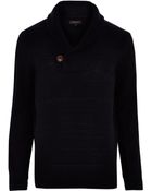 River Island Navy Shawl Neck Knitted Jumper - Lyst