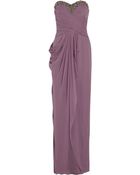 Notte By Marchesa Embellished Draped Silk Chiffon Gown - Lyst