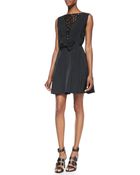 Nina Ricci Sleeveless Fitandflare Dress with Lace - Lyst