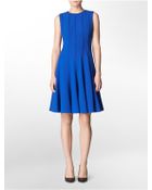 Calvin Klein Pleated Fit + Flare Sleeveless Dress - Lyst