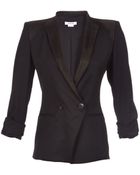 Helmut Lang Wool And Leather Trim Smoking Blazer - Lyst