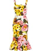 Dolce & Gabbana Floral-Print Textured Stretch-Cotton Dress - Lyst