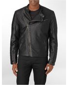 Calvin Klein White Label Asymmetrical Zip Close Faux Leather Biker Moto Jacket - Lyst