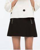 Zara Zipped A-Line Mini Skirt - Lyst