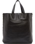 Saint Laurent Black Leather Silver Zip Rider Shopping Tote - Lyst