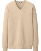 Uniqlo Cotton Cashmere V Neck Sweater - Lyst