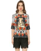 Dolce & Gabbana Madonna Printed Cotton Poplin Top - Lyst