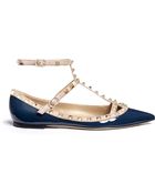 Valentino Rockstud Caged Patent Leather Flats - Lyst